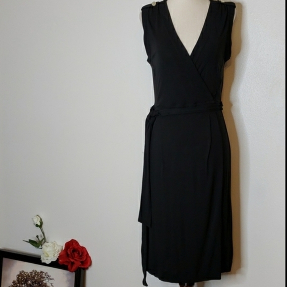 NEW Banana Republic Sleeveless Faux Wrap Sash Dress Silky Flattering Summer Chic - Picture 3 of 13